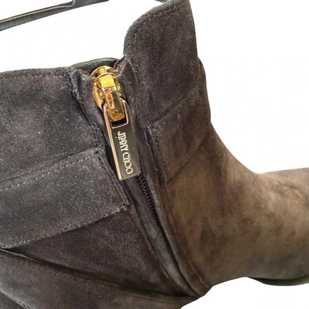 Jimmy Choo Noor 45 Coffee Brown Velvet Suede Ankle Boots NEW EU 39.5 US 9.5